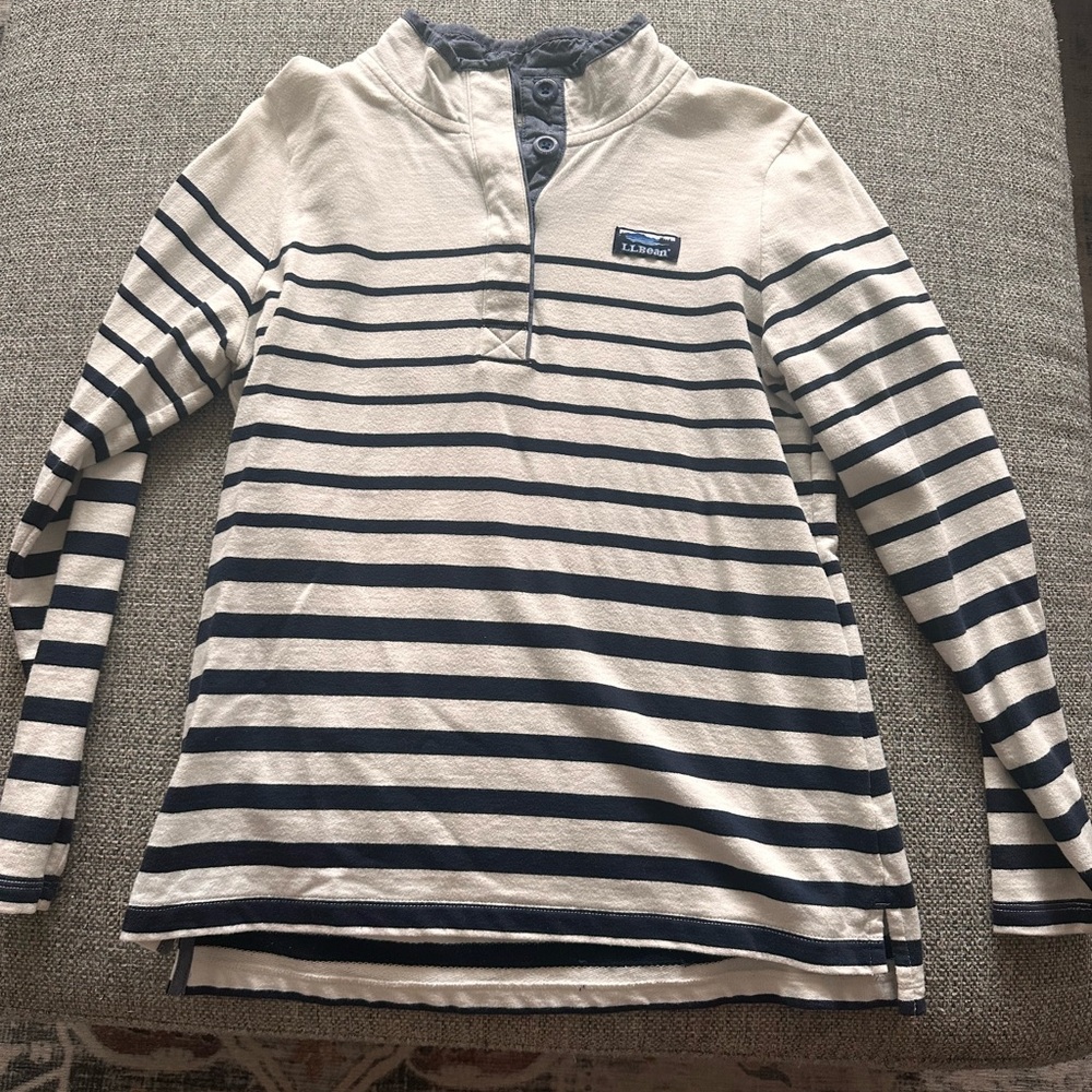 LL Bean Stripped Quarter Zip